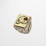 Santa Fe Vintage George Frost Love Thy enemy Ring in Sterling Silver and Carnelian