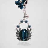 Elizabeth Navy Silk Grey Glass Pearl Necklace & Sapphire Glass Charm Pairing