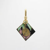 Vintage 80s Pastel Watercolor Enamel Over Copper Charm