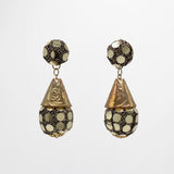 Vintage 80s Gold Sequin & Black Mesh Clip-On Earrings