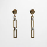 Gold Dome Stud 80s-Inspired Mixed Metal Rectangular Drop Earring