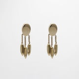 Vintage Gold Plated Oval 3 Dimensional Monet Clip-On Tassle Earrings