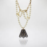 Elizabeth Looped Pearl Strands Crystalline Fan Necklace