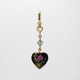 Elizabeth Vintage Handpainted Blooming Rose Heart Charm