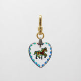 Elizabeth Aurora Borealis Glass Carousel Horse Heart Charm