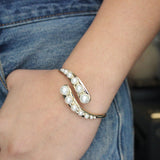 Archival Lulu 80's-Inspired Graduated Glass Pearl Hinge Cuff