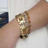 Archival Lulu 80's-Era Multi-Strand Bejeweled Statement Bracelet