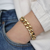 80's Style Chunky Goldplated Brass Curb Chain Bracelet