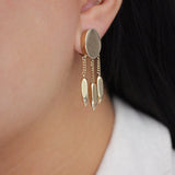 Vintage Gold Plated Oval 3 Dimensional Monet Clip-On Tassle Earrings