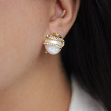 Archival Lulu Spiral Crystal Wrapped Glass Pearl Stud Earring