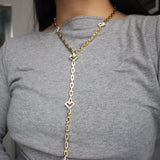 Archival Lulu Edge Chain and Glass Crystal Baguette Hearts Linked Y-Necklace