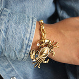 Zodiacs Cancer Sign Crab Crystal Studded Golden Charm