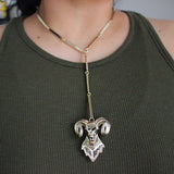 Zodiac Aries Golden Ram charm necklace with crystal embellishment