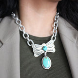 Santa Fe Silver Turquoise Concho Boss Necklace