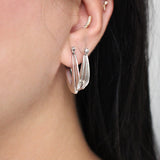 Santa Fe Draped Sterling Silver Hollowform Sterling Silver Hoop Earrings