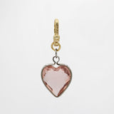 St. Paddy's Vintage Pink Glass Crystal Heart Charm