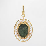 St Paddy's Day Vintage Goldfilled Lattice Filagree and Jade Charm