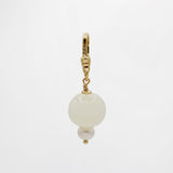 Vintage White Jade Orb and Freshwater Pearl Drop Charm