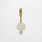 Vintage White Jade Orb and Freshwater Pearl Drop Charm