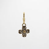 Vintage Filigree Quatrefoil Charm in Antiqued Gold Plated Brass