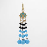 Archival Lulu Turquoise and Black Glass Beaded Tassel Charm