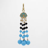 Archival Lulu Turquoise and Black Glass Beaded Tassel Charm