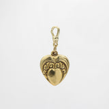 Antique 14K Gold Vermeil Scrolled Puffy Heart Carlotta Charm