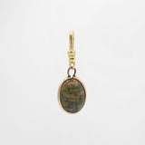 St. Paddy's Day Handcarved Mossy Agate Scarab Goldfill Ma'at Charm