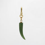 Vintage Spinach Jade Horn of Luck Charm