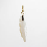 Antique Victorian Hand-Carved Mother of Pearl Leaf of Love Charm