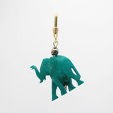 Classic Hand-Carved Vintage Turquoise Wood Trunk-Up Elephant Charm