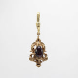 Antique Victorian 10 Karat Goldfill Scrolled Bauble Teardrop Garnet Cabochon Charm