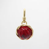 Vintage Sugarloaf Ruby Red Glass Cabochon Fluted 80's Charm