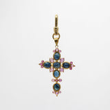 Valentine's Day 18K Gold, Sapphire and Ruby Fine Jewelry Cross Charm