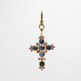 18K Gold, Sapphire and Ruby Fine Jewelry Cross Charm