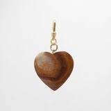 Valentines Day Hand Carved Banded Caramel Agate Heart Charm