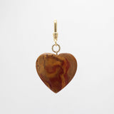 Valentines Day Hand Carved Banded Caramel Agate Heart Charm