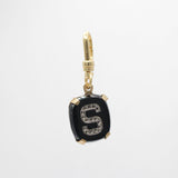 Valentines Day Antique Hand Carved Onyx Gilt Letter S Charm