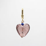 Valentines Day Rose Crackle Glass & Lapis Bead Heart Charm