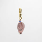 Valentines Day Rose Crackle Glass & Lapis Bead Heart Charm