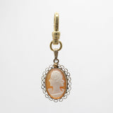 Vintage Scrolled 1950's 10 Karat Gold Hand Carved Shell Cameo Charm