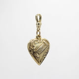 I Love U 1940's Vintage Carved Valentine Heart Locket in Gold Plated Sterling