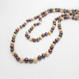 Vintage 80's Multicolor Freshwater Pearl Long Strand Double Wrap Necklace