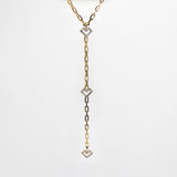 Archival Lulu Edge Chain and Glass Crystal Baguette Hearts Linked Y-Necklace