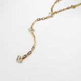 Archival Lulu Edge Chain and Glass Crystal Baguette Hearts Linked Y-Necklace