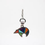 Santa Fe Inlaid Multi-Gemstone Zuni Fetish Bear Stelring Charm