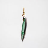 Santa Fe Antique Minty Green Steel Grey Czech Glass Deco Teardrop Charm