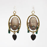 Santa Fe Hand Burnished Dream Catcher Sterling Brass Turquoise Earrings