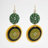 Santa Fe Tonal Celluloid Vintage 30's Buttons Drop Earring