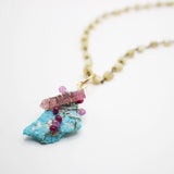 Santa Fe Turquoise Ruby and Tourmaline Crystal Necklace